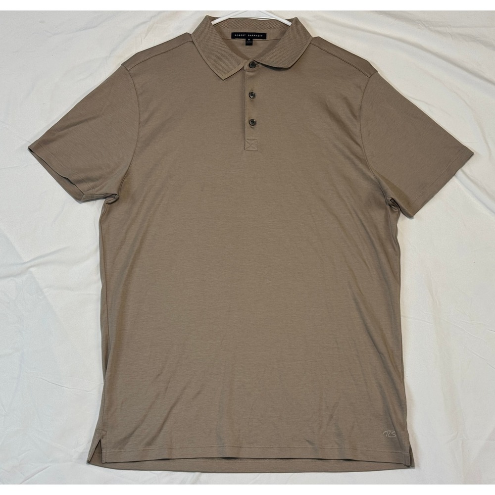 Robert Barakett The Barakett Polo Tan Pima Cotton Short Sleeve Shirt Mens M